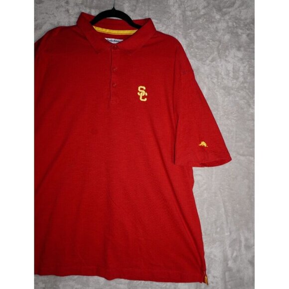 Tommy Bahama USC Trojans Polo Shirt Cardinal Red XXXL 3XL Logo Embroidered Short - Picture 3 of 15